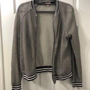 Black and white knit bomber jacket